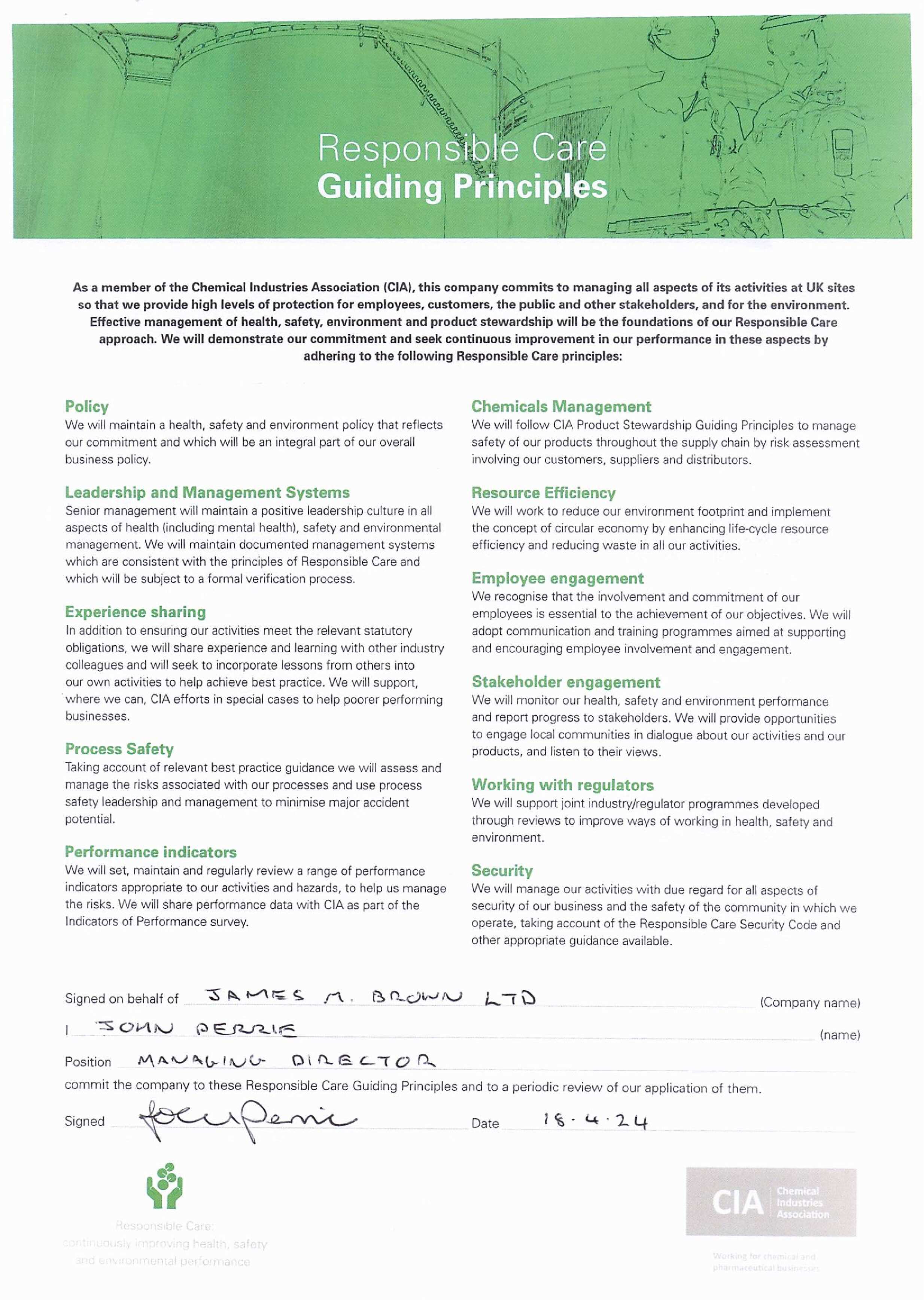 Responsible Care Guiding Principles Signed April 2024